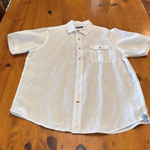 100% Linen CREMIEUX Collection White Short Sleeve Shirt - Picture 4 of 10